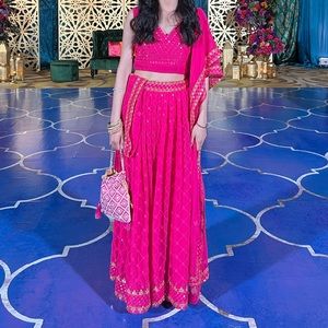 Hot pink Lehenga with dupatta